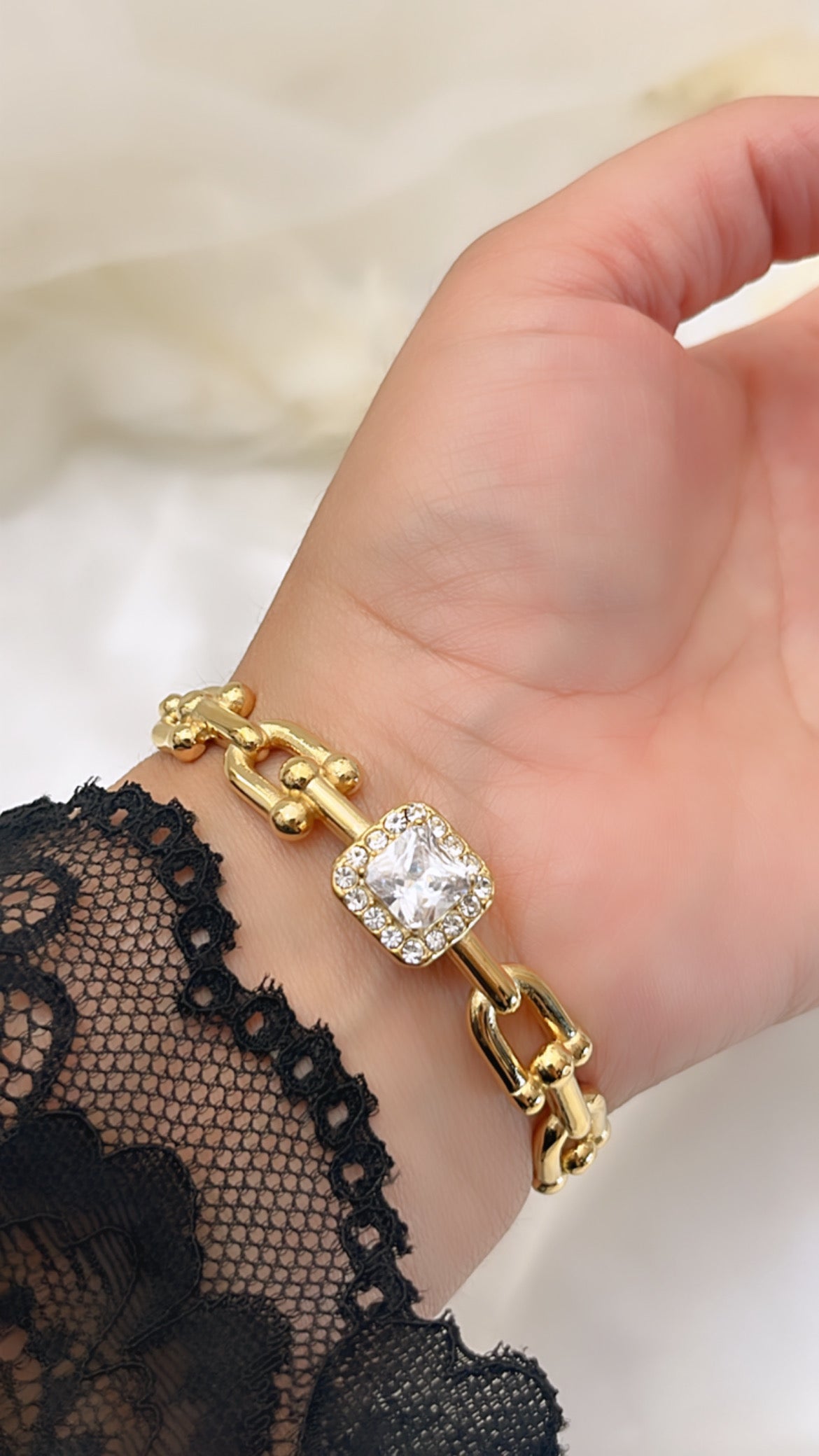 Bracelet Rafaele en acier inoxydable avec perle blanche (6CM)