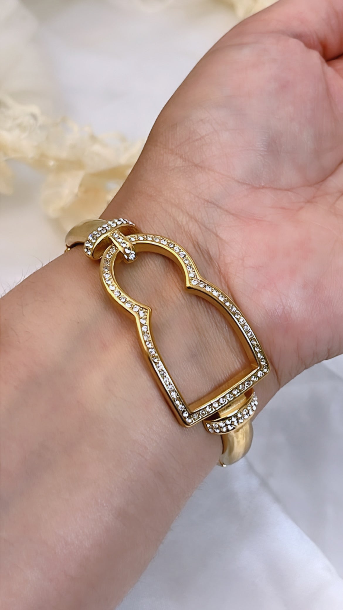 Bracelet manchette doré en acier inoxydable 6CM