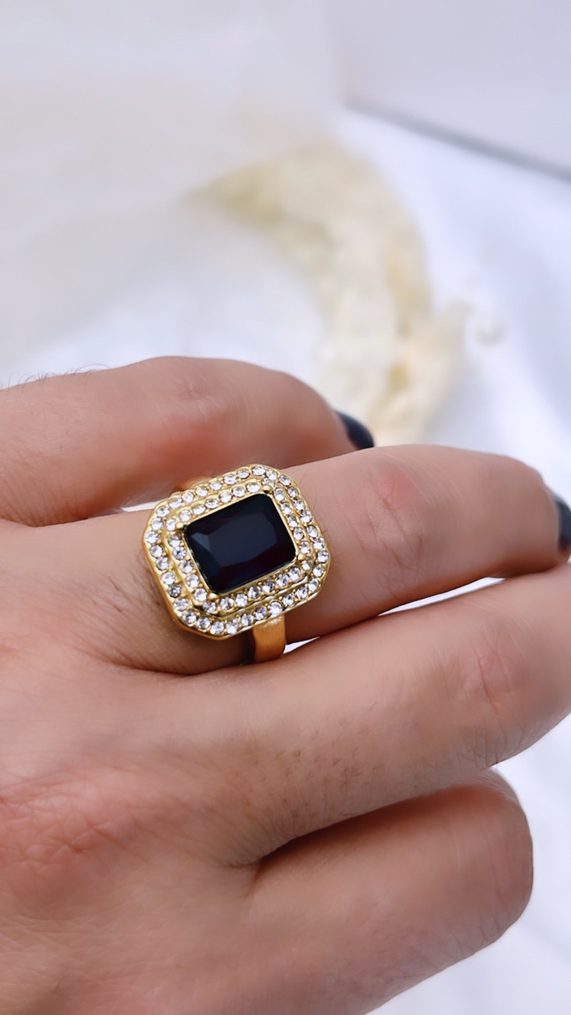 Bague safira avec perle blue